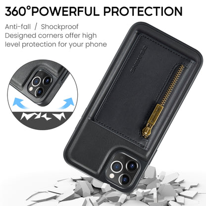 For iPhone 11 Pro Max DG.MING M5 Series Zip RFID Multi Card Detachable Leather Phone Case(Black) - iPhone 11 Pro Max Cases by DG.MING | Online Shopping UK | buy2fix
