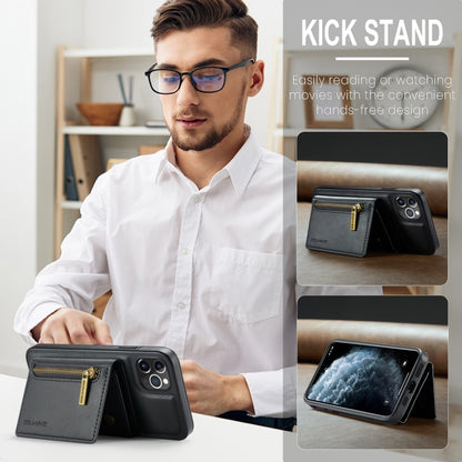 For iPhone 11 Pro Max DG.MING M5 Series Zip RFID Multi Card Detachable Leather Phone Case(Black) - iPhone 11 Pro Max Cases by DG.MING | Online Shopping UK | buy2fix