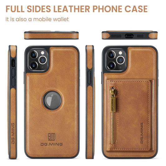 For iPhone 11 Pro Max DG.MING M5 Series Zip RFID Multi Card Detachable Leather Phone Case(Brown) - iPhone 11 Pro Max Cases by DG.MING | Online Shopping UK | buy2fix