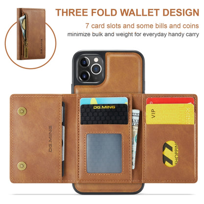 For iPhone 11 Pro Max DG.MING M5 Series Zip RFID Multi Card Detachable Leather Phone Case(Brown) - iPhone 11 Pro Max Cases by DG.MING | Online Shopping UK | buy2fix