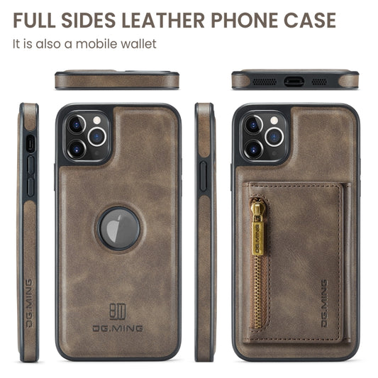 For iPhone 11 Pro Max DG.MING M5 Series Zip RFID Multi Card Detachable Leather Phone Case(Coffee) - iPhone 11 Pro Max Cases by DG.MING | Online Shopping UK | buy2fix