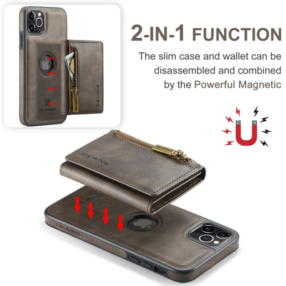 For iPhone 11 Pro Max DG.MING M5 Series Zip RFID Multi Card Detachable Leather Phone Case(Coffee) - iPhone 11 Pro Max Cases by DG.MING | Online Shopping UK | buy2fix