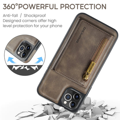 For iPhone 11 Pro Max DG.MING M5 Series Zip RFID Multi Card Detachable Leather Phone Case(Coffee) - iPhone 11 Pro Max Cases by DG.MING | Online Shopping UK | buy2fix
