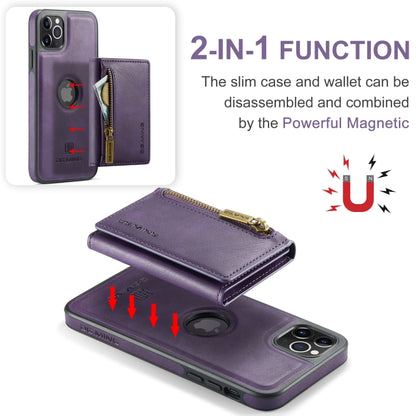 For iPhone 11 Pro Max DG.MING M5 Series Zip RFID Multi Card Detachable Leather Phone Case(Purple) - iPhone 11 Pro Max Cases by DG.MING | Online Shopping UK | buy2fix