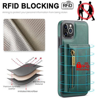 For iPhone 11 Pro Max DG.MING M5 Series Zip RFID Multi Card Detachable Leather Phone Case(Green) - iPhone 11 Pro Max Cases by DG.MING | Online Shopping UK | buy2fix