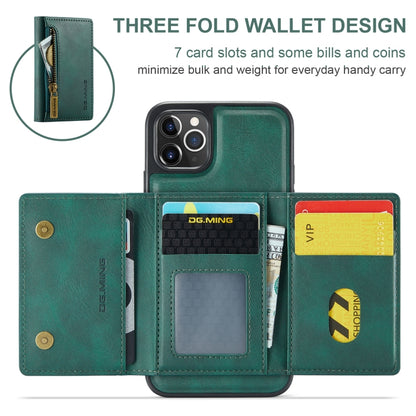 For iPhone 11 Pro Max DG.MING M5 Series Zip RFID Multi Card Detachable Leather Phone Case(Green) - iPhone 11 Pro Max Cases by DG.MING | Online Shopping UK | buy2fix