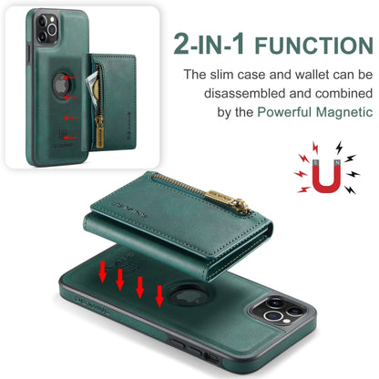 For iPhone 11 Pro Max DG.MING M5 Series Zip RFID Multi Card Detachable Leather Phone Case(Green) - iPhone 11 Pro Max Cases by DG.MING | Online Shopping UK | buy2fix