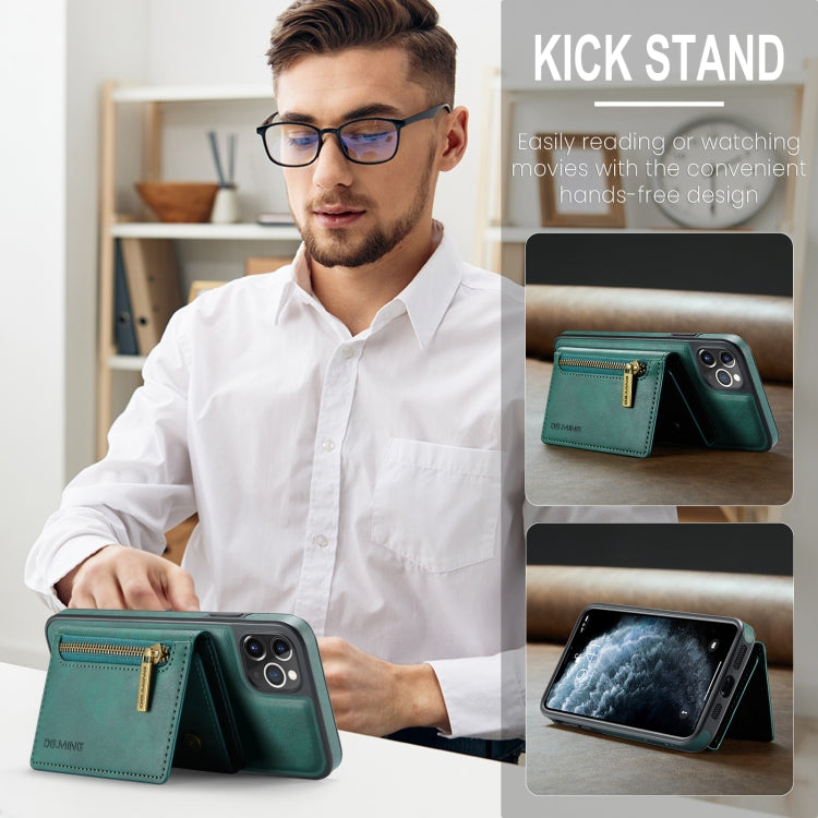 For iPhone 11 Pro Max DG.MING M5 Series Zip RFID Multi Card Detachable Leather Phone Case(Green) - iPhone 11 Pro Max Cases by DG.MING | Online Shopping UK | buy2fix