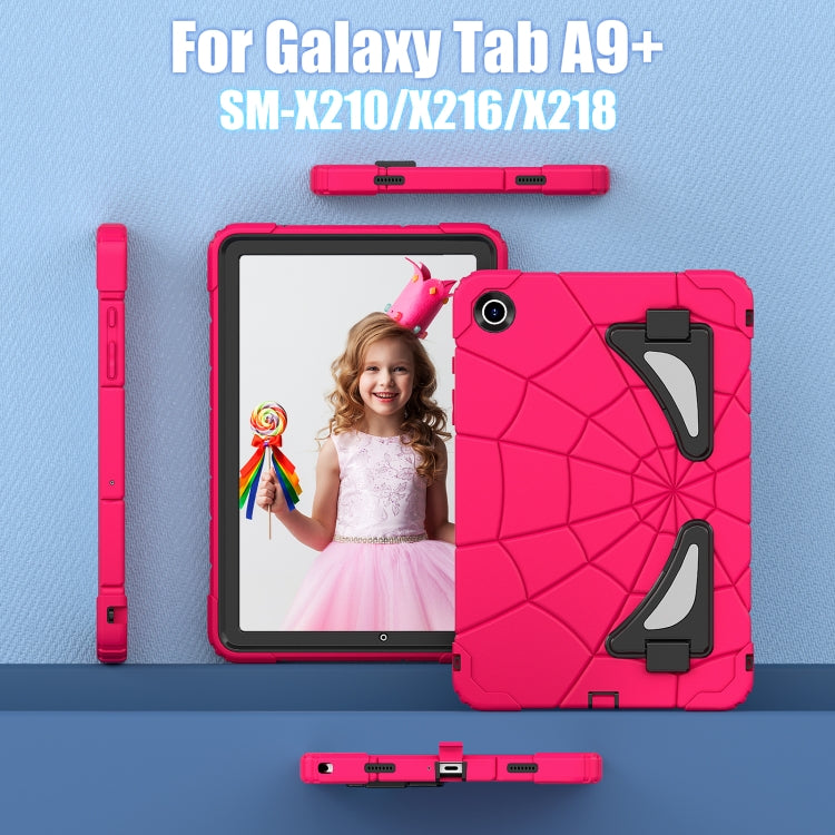 For Samsung Galaxy Tab A9+ Spider Silicone Hybrid PC Shockproof Tablet Case(Strawberry Black) - Galaxy Tab A9+ by buy2fix | Online Shopping UK | buy2fix