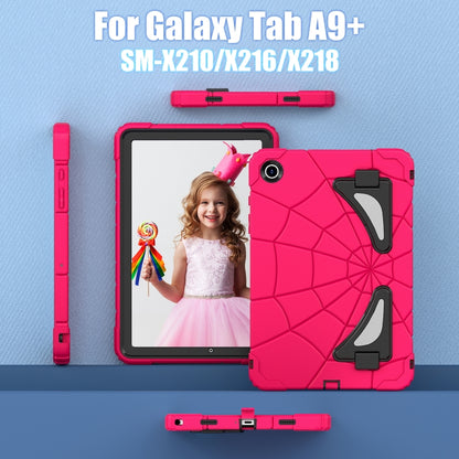 For Samsung Galaxy Tab A9+ Spider Silicone Hybrid PC Shockproof Tablet Case(Strawberry Black) - Galaxy Tab A9+ by buy2fix | Online Shopping UK | buy2fix