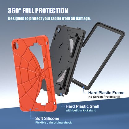 For Samsung Galaxy Tab A9+ Spider Silicone Hybrid PC Shockproof Tablet Case(Orange Black) - Galaxy Tab A9+ by buy2fix | Online Shopping UK | buy2fix