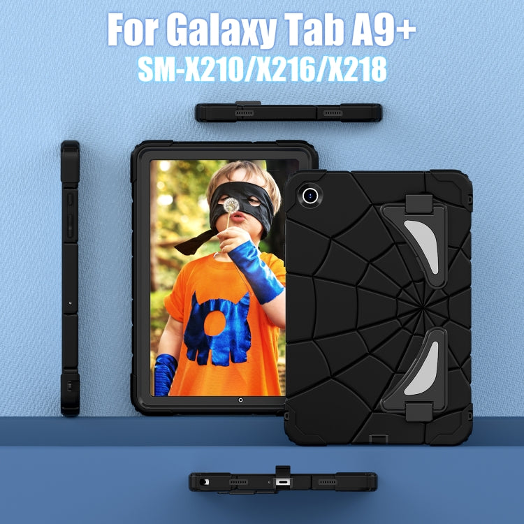 For Samsung Galaxy Tab A9+ Spider Silicone Hybrid PC Shockproof Tablet Case(Black) - Galaxy Tab A9+ by buy2fix | Online Shopping UK | buy2fix