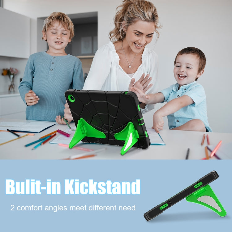 For Samsung Galaxy Tab A9+ Spider Silicone Hybrid PC Shockproof Tablet Case(Black Green) - Galaxy Tab A9+ by buy2fix | Online Shopping UK | buy2fix