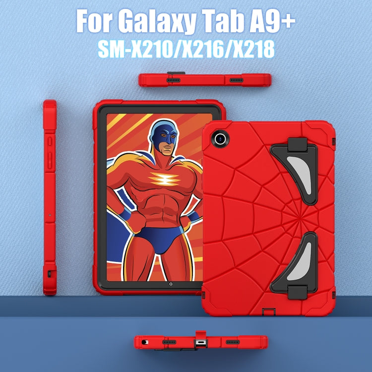 For Samsung Galaxy Tab A9+ Spider Silicone Hybrid PC Shockproof Tablet Case(Red Black) - Galaxy Tab A9+ by buy2fix | Online Shopping UK | buy2fix