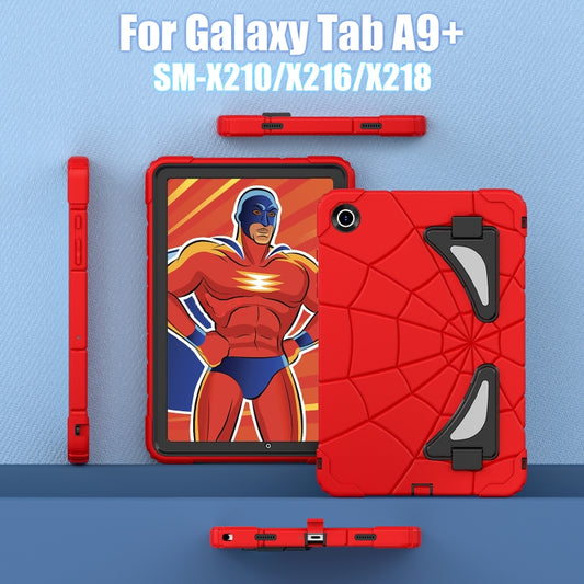 For Samsung Galaxy Tab A9+ Spider Silicone Hybrid PC Shockproof Tablet Case(Red Black) - Galaxy Tab A9+ by buy2fix | Online Shopping UK | buy2fix