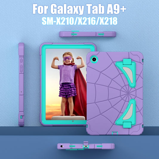 For Samsung Galaxy Tab A9+ Spider Silicone Hybrid PC Shockproof Tablet Case(Purple Green) - Galaxy Tab A9+ by buy2fix | Online Shopping UK | buy2fix