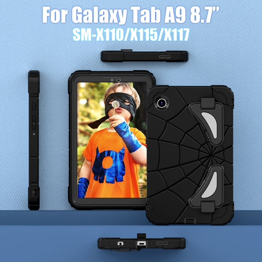 For Samsung Galaxy Tab A9 Spider Silicone Hybrid PC Shockproof Tablet Case(Black) - Galaxy Tab A9 by buy2fix | Online Shopping UK | buy2fix
