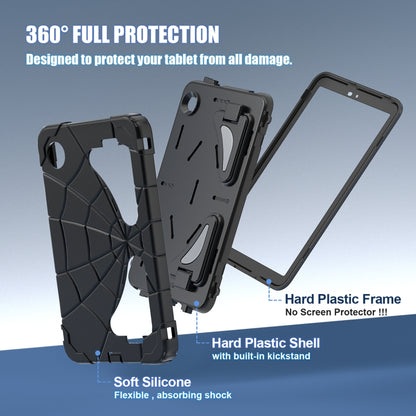 For Samsung Galaxy Tab A9 Spider Silicone Hybrid PC Shockproof Tablet Case(Black) - Galaxy Tab A9 by buy2fix | Online Shopping UK | buy2fix