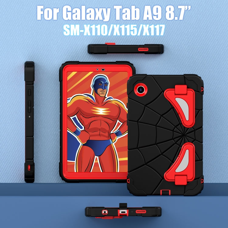 For Samsung Galaxy Tab A9 Spider Silicone Hybrid PC Shockproof Tablet Case(Black Red) - Galaxy Tab A9 by buy2fix | Online Shopping UK | buy2fix