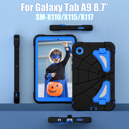 For Samsung Galaxy Tab A9 Spider Silicone Hybrid PC Shockproof Tablet Case(Black Blue) - Galaxy Tab A9 by buy2fix | Online Shopping UK | buy2fix