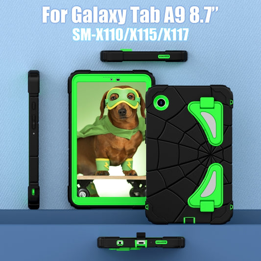 For Samsung Galaxy Tab A9 Spider Silicone Hybrid PC Shockproof Tablet Case(Black Green) - Galaxy Tab A9 by buy2fix | Online Shopping UK | buy2fix