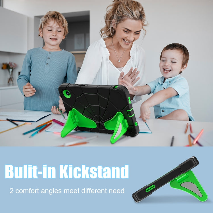 For Samsung Galaxy Tab A9 Spider Silicone Hybrid PC Shockproof Tablet Case(Black Green) - Galaxy Tab A9 by buy2fix | Online Shopping UK | buy2fix