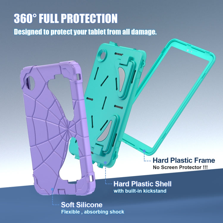 For Samsung Galaxy Tab A9 Spider Silicone Hybrid PC Shockproof Tablet Case(Purple Green) - Galaxy Tab A9 by buy2fix | Online Shopping UK | buy2fix