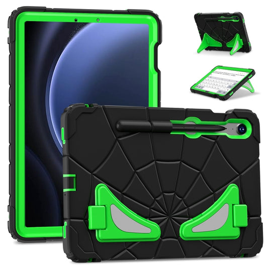 For Samsung Galaxy S9 FE / S8 / S7 Spider Silicone Hybrid PC Shockproof Tablet Case(Black Green) - Galaxy Tab S9 FE by buy2fix | Online Shopping UK | buy2fix