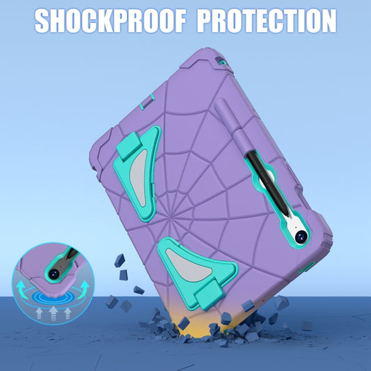 For Samsung Galaxy S9 FE / S8 / S7 Spider Silicone Hybrid PC Shockproof Tablet Case(Purple Green) - Galaxy Tab S9 FE by buy2fix | Online Shopping UK | buy2fix