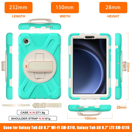 For Samsung Galaxy Tab A9 Rotary Handle Grab TPU + PC Tablet Case(Green) - Galaxy Tab A9 by buy2fix | Online Shopping UK | buy2fix