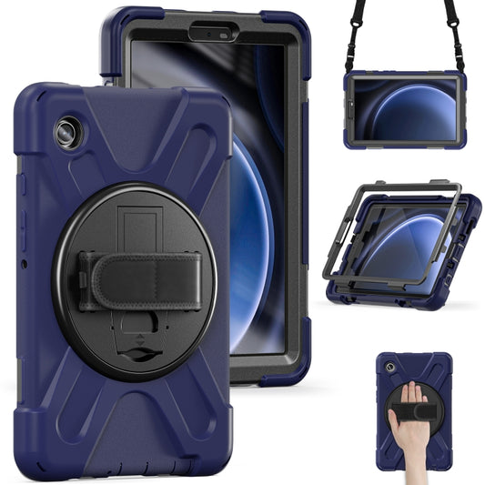 For Samsung Galaxy Tab A9 Rotary Handle Grab TPU + PC Tablet Case(Navy Blue) - Galaxy Tab A9 by buy2fix | Online Shopping UK | buy2fix