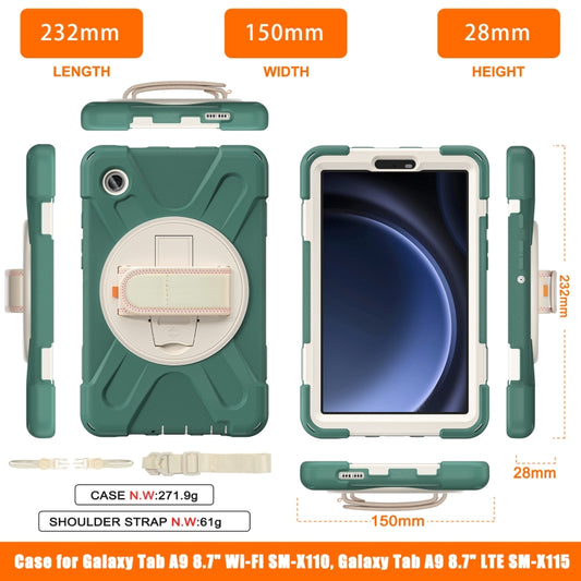For Samsung Galaxy Tab A9 Rotary Handle Grab TPU + PC Tablet Case(Emerald-green) - Galaxy Tab A9 by buy2fix | Online Shopping UK | buy2fix