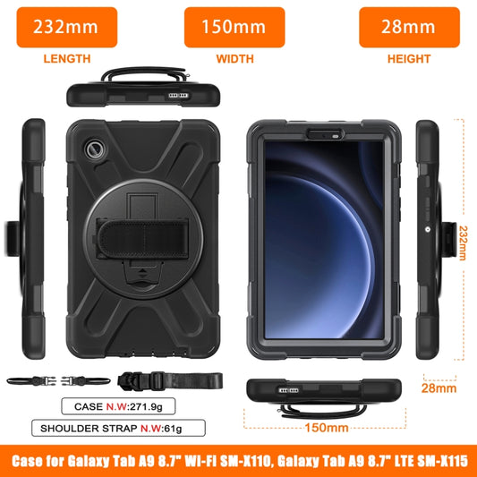 For Samsung Galaxy Tab A9 Rotary Handle Grab TPU + PC Tablet Case(Black) - Galaxy Tab A9 by buy2fix | Online Shopping UK | buy2fix