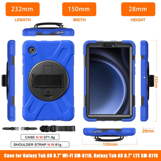For Samsung Galaxy Tab A9 Rotary Handle Grab TPU + PC Tablet Case(Blue) - Galaxy Tab A9 by buy2fix | Online Shopping UK | buy2fix