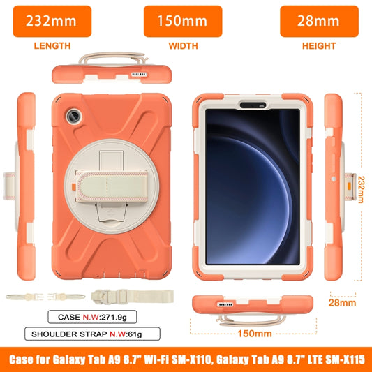 For Samsung Galaxy Tab A9 Rotary Handle Grab TPU + PC Tablet Case(Coral Orange) - Galaxy Tab A9 by buy2fix | Online Shopping UK | buy2fix