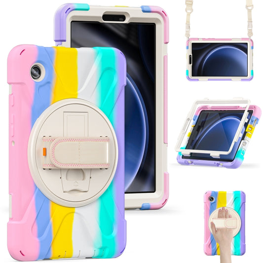 For Samsung Galaxy Tab A9 Rotary Handle Grab TPU + PC Tablet Case(Colorful Pink) - Galaxy Tab A9 by buy2fix | Online Shopping UK | buy2fix