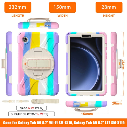 For Samsung Galaxy Tab A9 Rotary Handle Grab TPU + PC Tablet Case(Colorful Pink) - Galaxy Tab A9 by buy2fix | Online Shopping UK | buy2fix