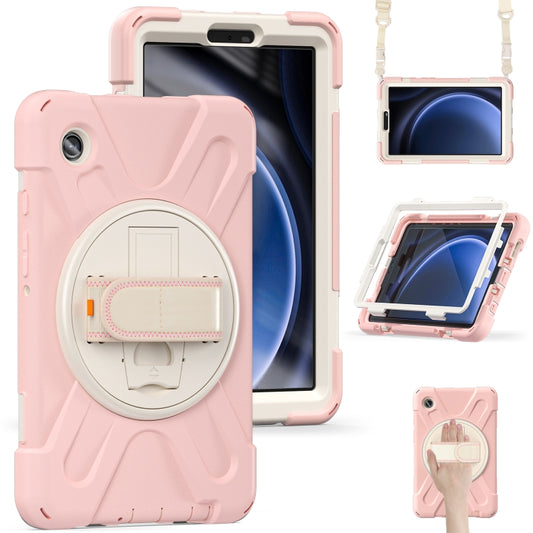 For Samsung Galaxy Tab A9 Rotary Handle Grab TPU + PC Tablet Case(Pink) - Galaxy Tab A9 by buy2fix | Online Shopping UK | buy2fix