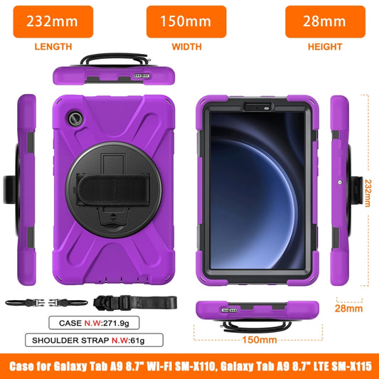 For Samsung Galaxy Tab A9 Rotary Handle Grab TPU + PC Tablet Case(Purple) - Galaxy Tab A9 by buy2fix | Online Shopping UK | buy2fix