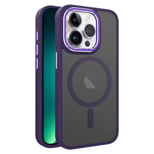 For iPhone 13 Pro Max Two-color Frosted MagSafe Magnetic Phone Case(Purple) by buy2fix