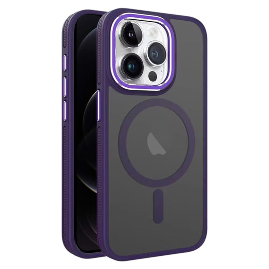 For iPhone 12 / 12 Pro Two-color Frosted MagSafe Magnetic Phone Case(Purple) by buy2fix