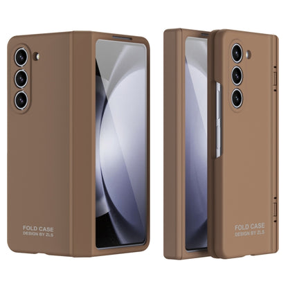 For Samsung Galaxy Z Fold5 Extraordinary Series Hinged Folding Full Phone Case(Coffee) - Galaxy Z Fold5 Cases by buy2fix | Online Shopping UK | buy2fix