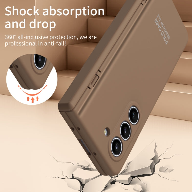 For Samsung Galaxy Z Fold5 Extraordinary Series Hinged Folding Full Phone Case(Coffee) - Galaxy Z Fold5 Cases by buy2fix | Online Shopping UK | buy2fix
