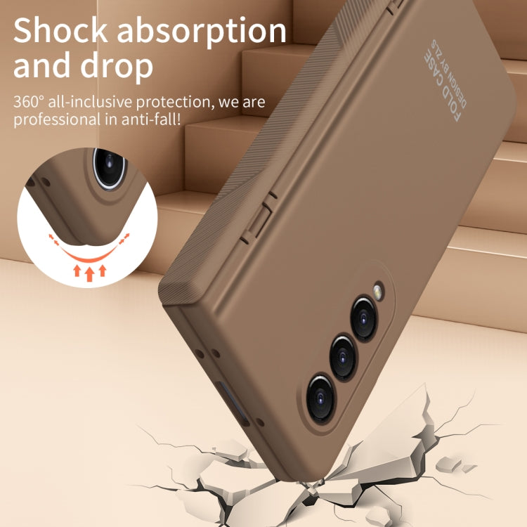 For Samsung Galaxy Z Fold4 5G Extraordinary Series Hinged Folding Full Phone Case(Coffee) - Galaxy Z Fold4 5G Cases by buy2fix | Online Shopping UK | buy2fix
