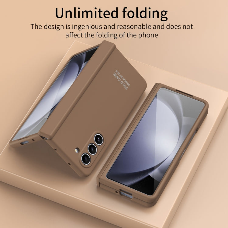 For Samsung Galaxy Z Fold5 Extraordinary Series Hinged Folding Full Phone Case with Pen Slot & Stylus(Coffee) - Galaxy Z Fold5 Cases by buy2fix | Online Shopping UK | buy2fix