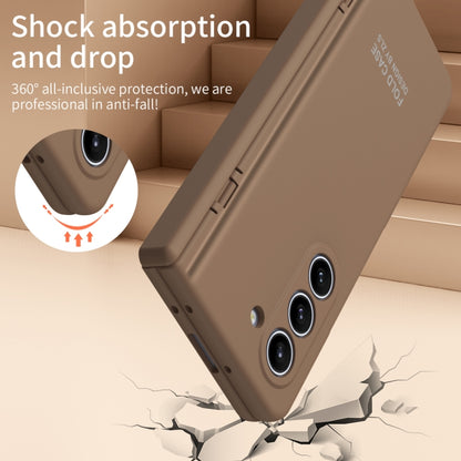 For Samsung Galaxy Z Fold5 Extraordinary Series Hinged Folding Full Phone Case with Pen Slot & Stylus(Coffee) - Galaxy Z Fold5 Cases by buy2fix | Online Shopping UK | buy2fix