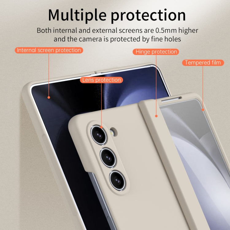 For Samsung Galaxy Z Fold5 Extraordinary Series Hinged Folding Full Phone Case with Pen Slot & Stylus(White) - Galaxy Z Fold5 Cases by buy2fix | Online Shopping UK | buy2fix