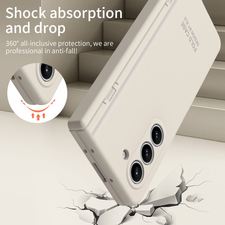 For Samsung Galaxy Z Fold5 Extraordinary Series Hinged Folding Full Phone Case with Pen Slot & Stylus(White) - Galaxy Z Fold5 Cases by buy2fix | Online Shopping UK | buy2fix