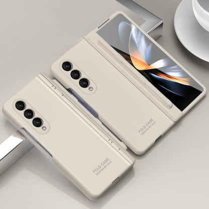 For Samsung Galaxy Z Fold4 5G Extraordinary Series Hinged Folding Full Phone Case with Pen Slot & Stylus(White) - Galaxy Z Fold4 5G Cases by buy2fix | Online Shopping UK | buy2fix