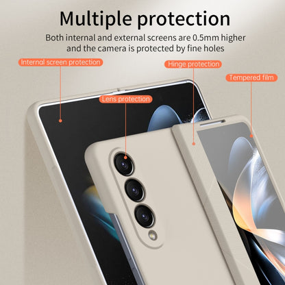 For Samsung Galaxy Z Fold4 5G Extraordinary Series Hinged Folding Full Phone Case with Pen Slot & Stylus(White) - Galaxy Z Fold4 5G Cases by buy2fix | Online Shopping UK | buy2fix